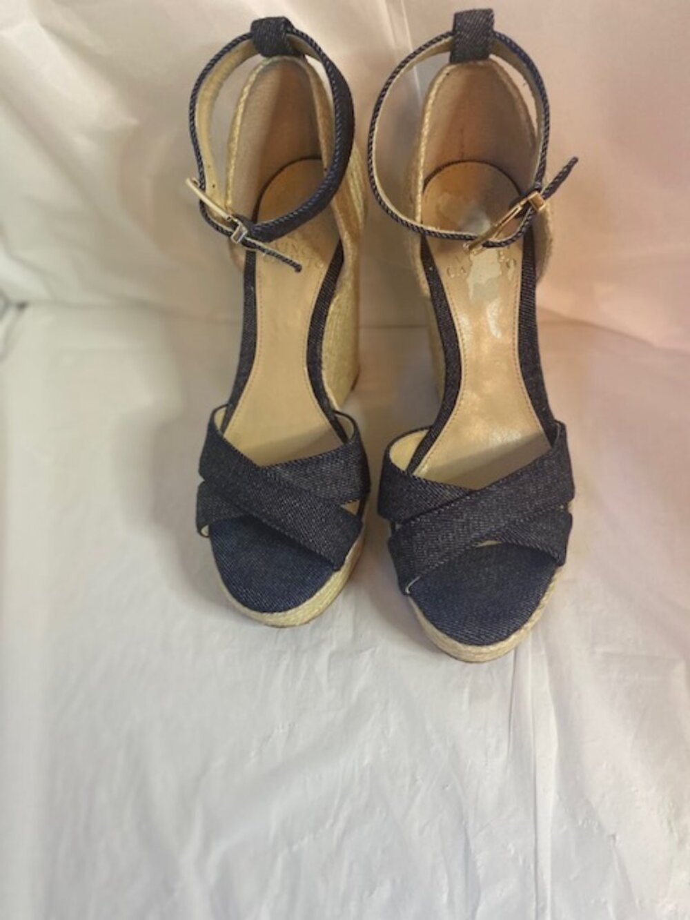 Vince Camuto Maurita Espadrille Wedge Sandal in denim blue, Women's size 7M